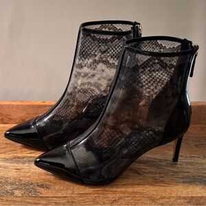 Kurt Geiger Black Roma Snake Heeled Boots